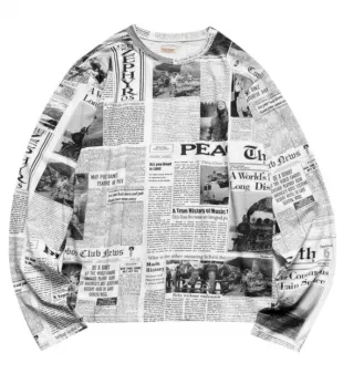 Kapital Newspaper Print Long Sleeve T-Shirt worn by Central Cee on 