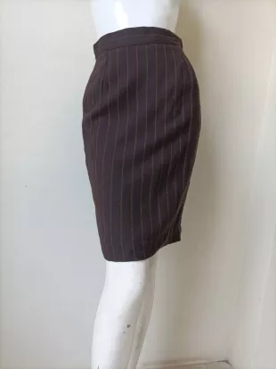 Vintage 1990s Brown Wool Pencil Mini Skirt