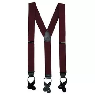 1,5 pouces Bouton élastique Fin Y-retour hommes Bretelles Dress (Grand Disponible, X-Long, Bourgogne