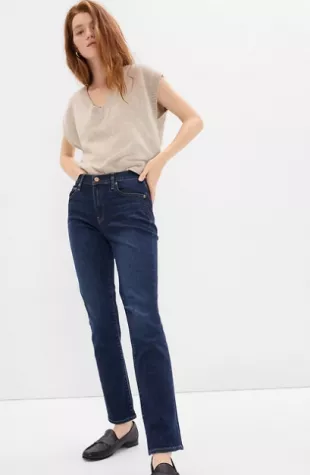 Mid Rise Classic Straight Jeans With Washwell