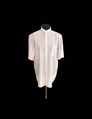 Chemise rayée à col Mao