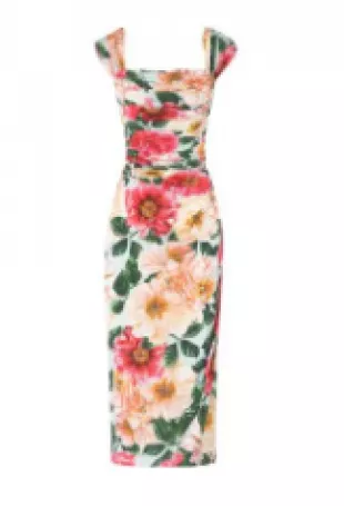 Camellia-print Viscose Jersey Midi Dress