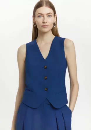 Polished Stretch Wool Blend Vest