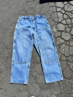 Vintage Double Knee Jeans in Blue