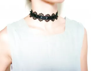 Unbranded - black lace satin ribbon choker necklace - vintage goth art ...