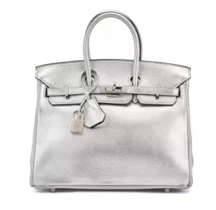 Metallic Silver Chevre Birkin