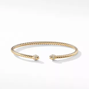 David Yurman - Cablespira Bracelet in 18K Yellow Gold with Pave Diamonds