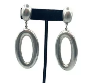 Oval Dangle TD-36 925 Sterling Silver Vintage Earrings