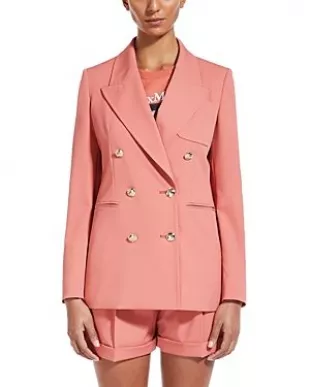 Pink Double Breasted Cool Stretch Wool Blazer main image 0