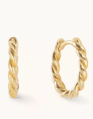 Medium Twist Hoop Earrings in Gold