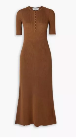 Johanna Ribbed Cashmere and Silk-blend Midi dress