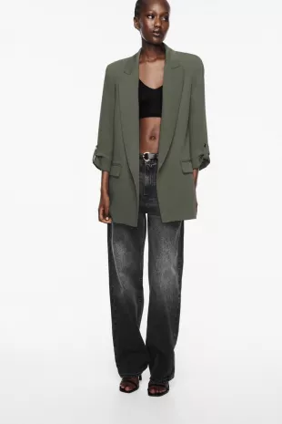 Blazer with Rolled Up Sleeves