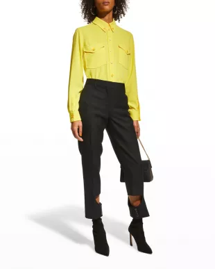 Draped Button-Down Shirt