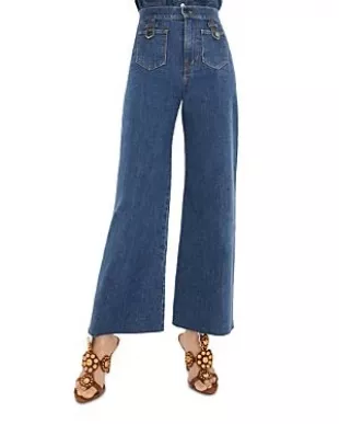 Grant Patch Pocket High Rise Ankle Wide Leg Jeans