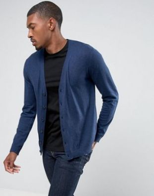 ASOS Cotton Cardigan In Navy at asos.com