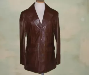 38 Vintage 80s Pioneer Wear Leather Blazer Jacket Men's Western Sport Coat Brown Brandy