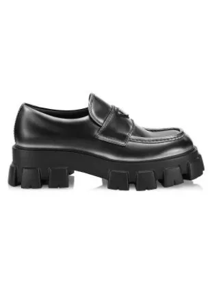 Brushed Leather Monolith Loafers
