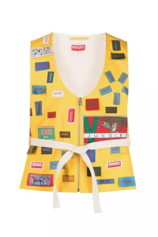 Kenzo - Yellow Allover Label Patches Vest
