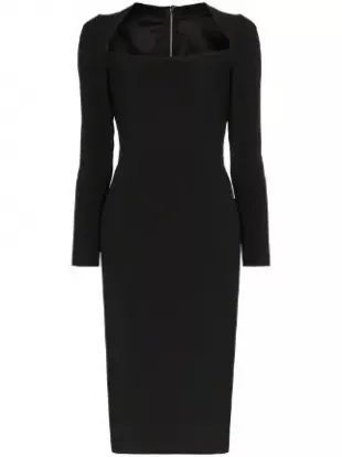 Dolce & Gabbana - scoop neck fitted midi dress - Black