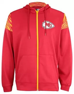 : Zubaz Men's NFL Team Color Full Zip Hoodie with Primary Logo  and Zebra Print Details : Sports & Outdoors