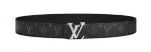 Black Monogram & Silver LV Initiales Belt