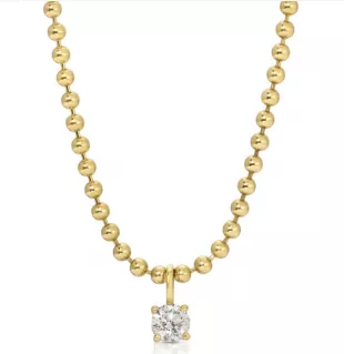 Anita Ko - Ball Chain Necklace with Round Diamond Pendant