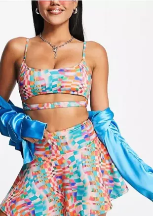 Warp Check Printed Swim Skirt