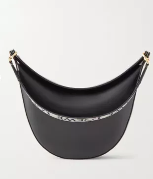 Luna Canvas-Jacquard Trimmed Leather Shoulder Bag