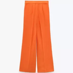 Zara - Fluid High Waist Pants in Orange