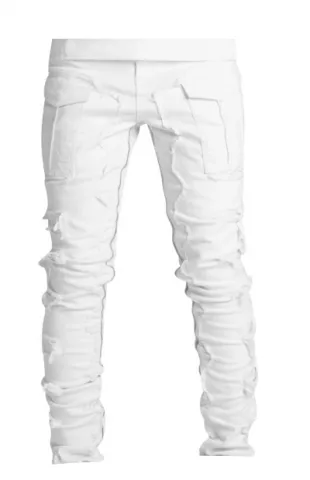 Ghost White Stacked Cargo Jeans