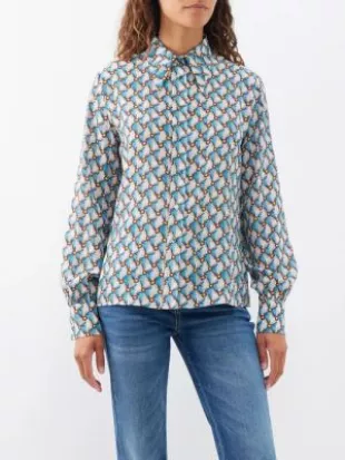 Floral-print Silk Shirt