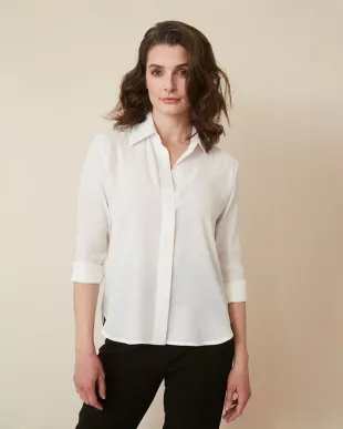 The Simone Button-Up Blouse in White