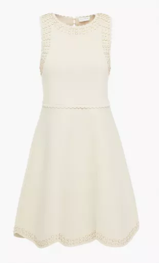 Ariane Scalloped Embellished Metallic Stretch-Knit Mini Dress