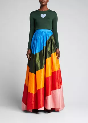 Rainbow Diagonal-Striped Ball Skirt