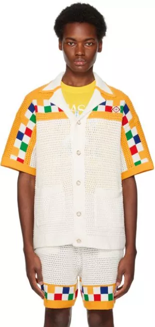 White & Yellow Check Shirt