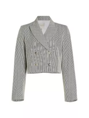 Perfect Waiter Double Breasted Stretch Wool Crop Blazer