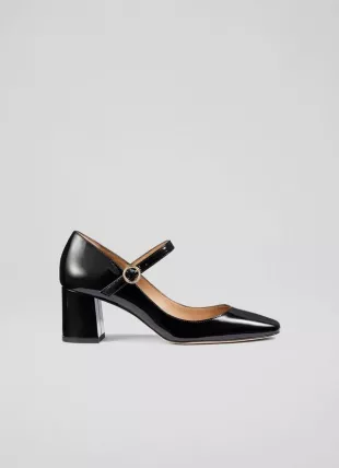 Winter Black Patent Leather Mary Janes in Black