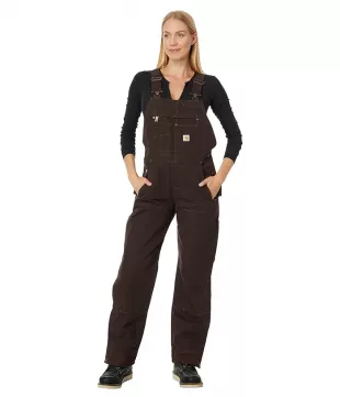 Quilt-Lined Washed Duck Bib Overalls