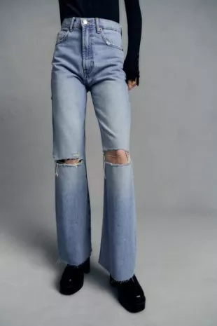 Zara - Ripped Wide Leg Jeans