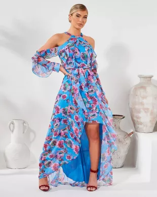 unique - Asymmetric Lined Maxi Dress