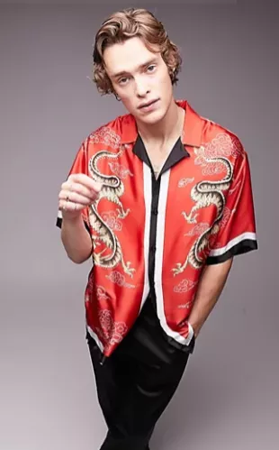 Satin Camp Collar Shirt