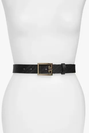 GV3 Logo Embossed Leather Belt