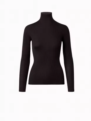 akris - Cashmere Silk Fine Rib Mock Neck