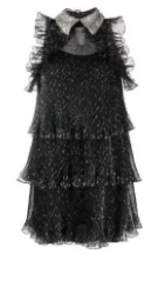 Crystal-Embellished Tiered Mini Dress