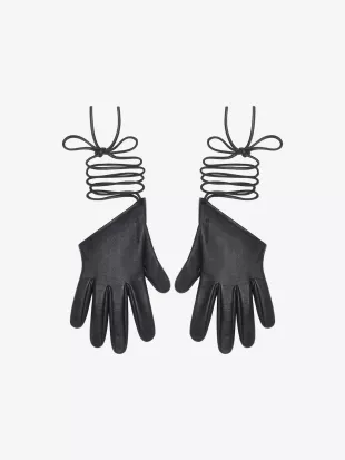 Mini Asymmetrical Gloves in Leather