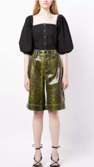 Snake-Print Faux-Leather Shorts