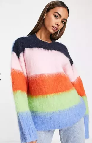 ASOS DESIGN - Striped Sweater in Brushed Yarn in Multi