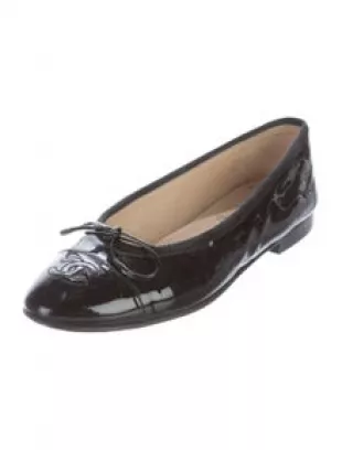 Chanel - Ballerina Flats Patent Toe Black