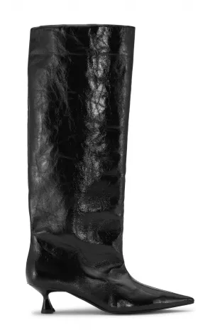 Black Soft Slouchy High Shaft Boots