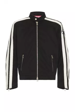 Diesel - Black & White Side Stripe Moto Jacket